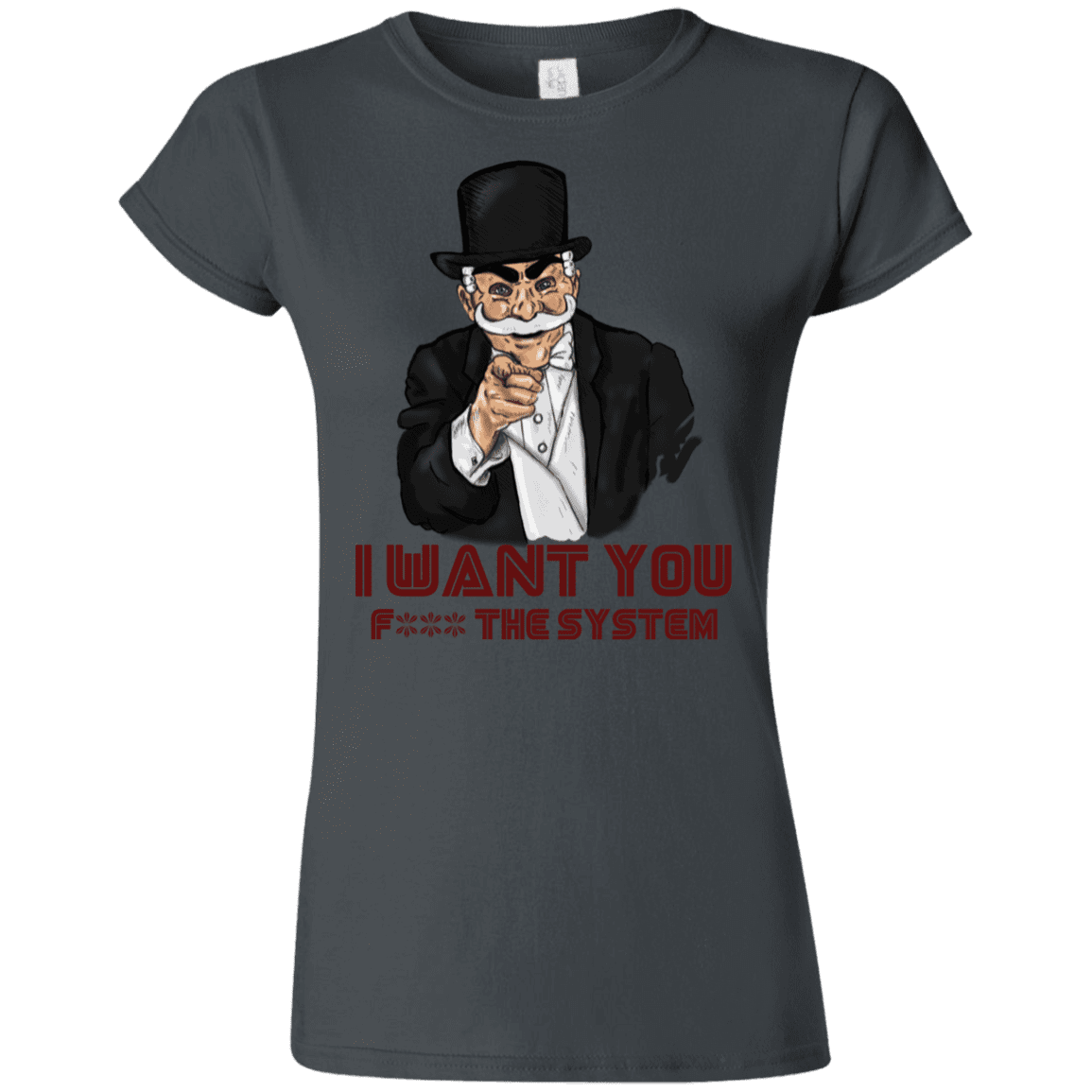 T-Shirts Charcoal / S i want you f3ck the system Junior Slimmer-Fit T-Shirt