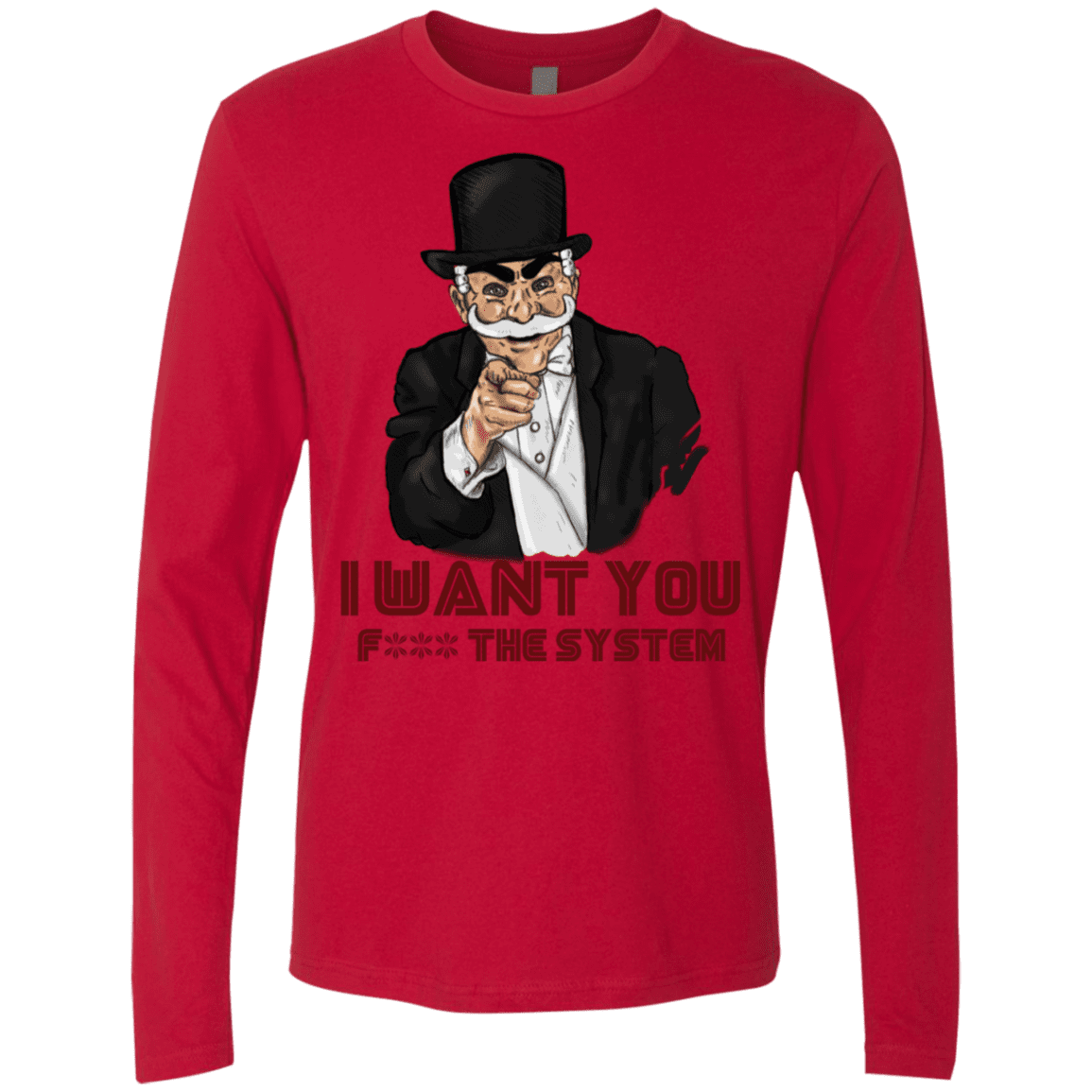 T-Shirts Red / S i want you f3ck the system Men's Premium Long Sleeve