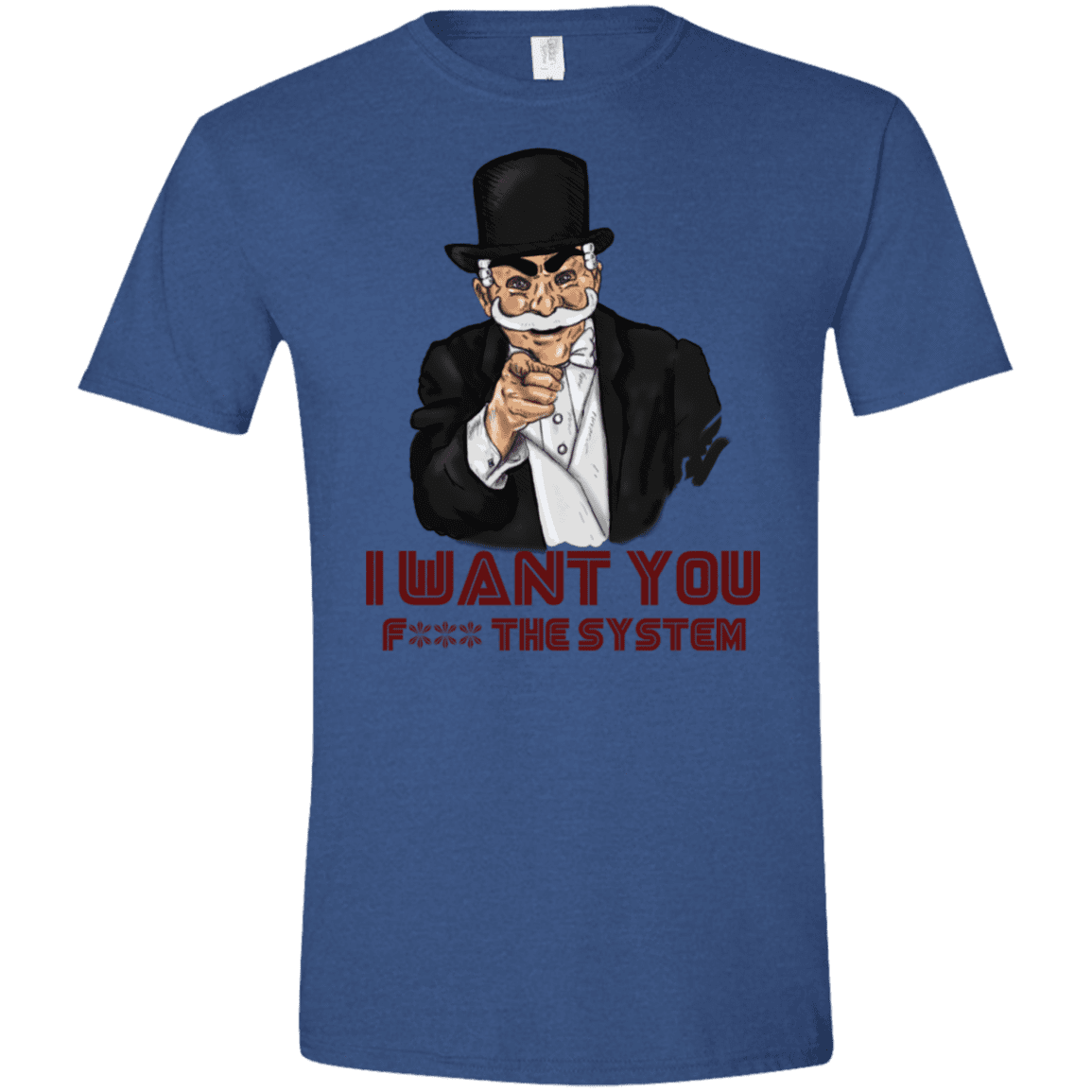T-Shirts Heather Royal / X-Small i want you f3ck the system Men's Semi-Fitted Softstyle