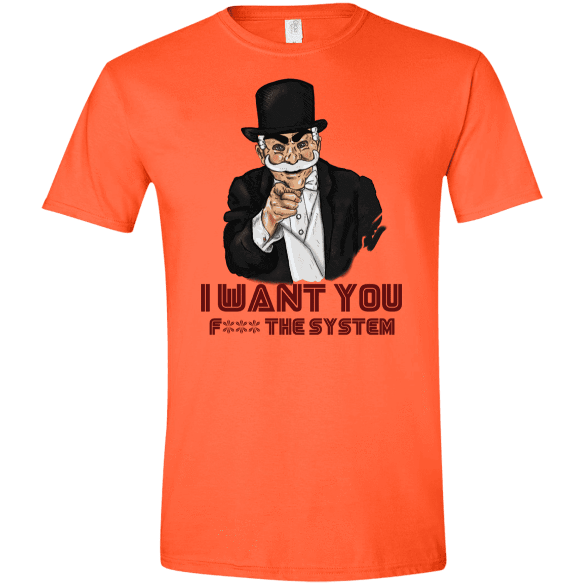 T-Shirts Orange / S i want you f3ck the system Men's Semi-Fitted Softstyle