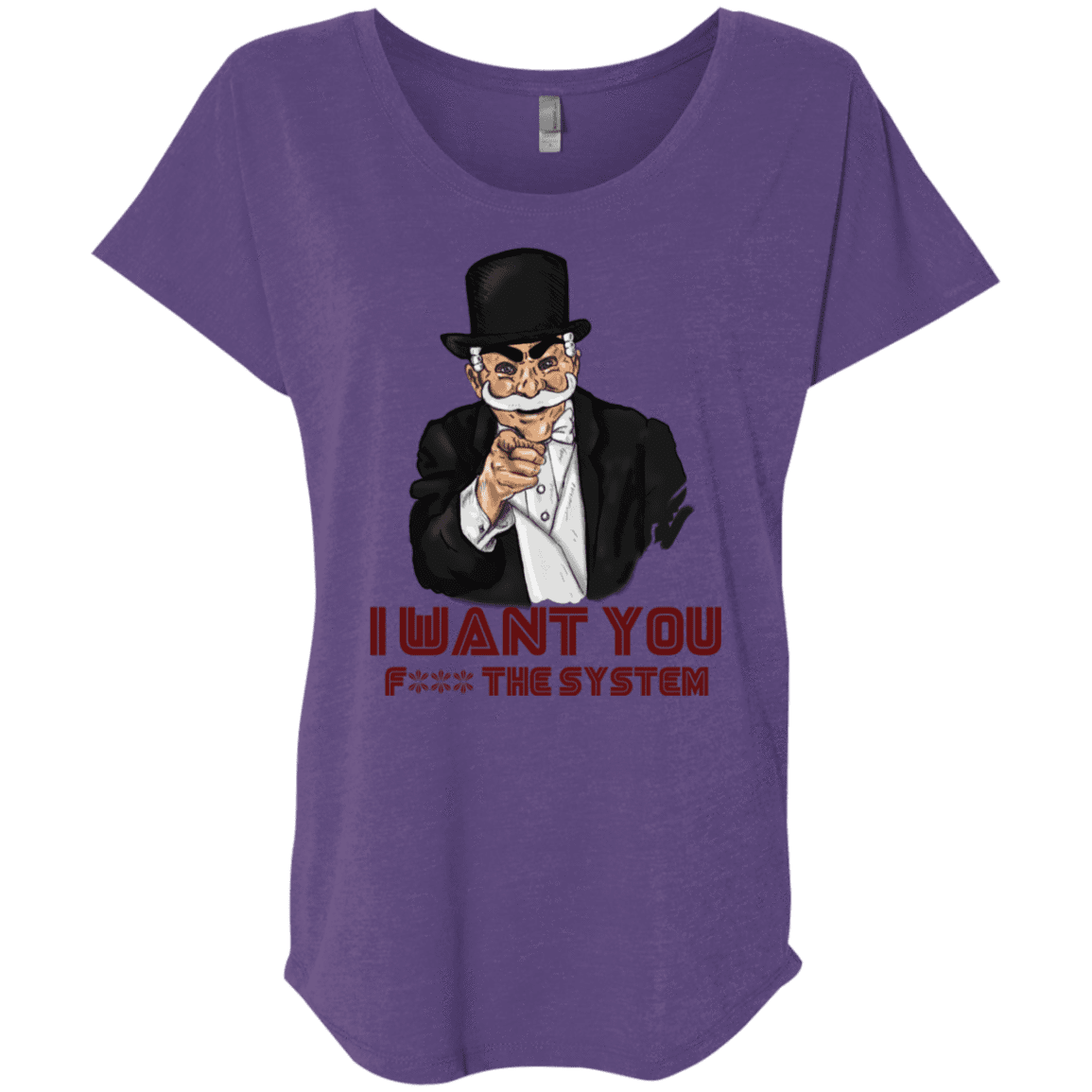 T-Shirts Purple Rush / X-Small i want you f3ck the system Triblend Dolman Sleeve