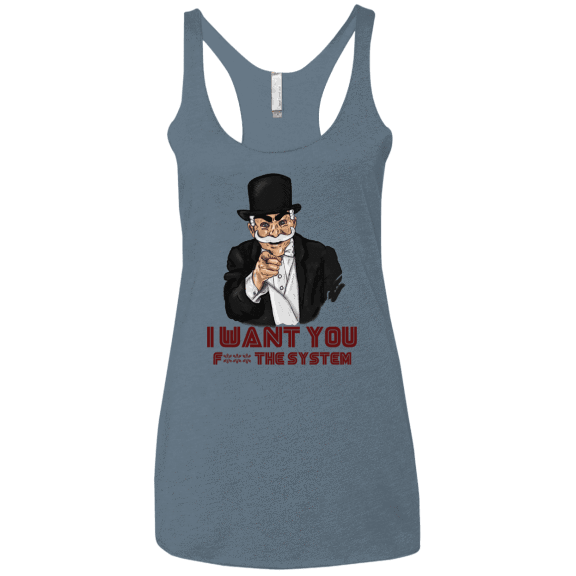 T-Shirts Indigo / X-Small i want you f3ck the system Women's Triblend Racerback Tank