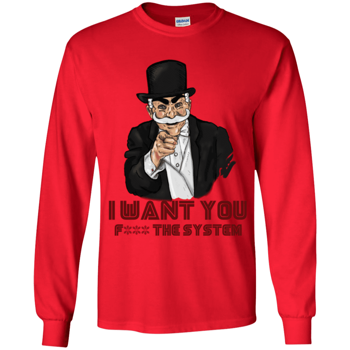 T-Shirts Red / YS i want you f3ck the system Youth Long Sleeve T-Shirt