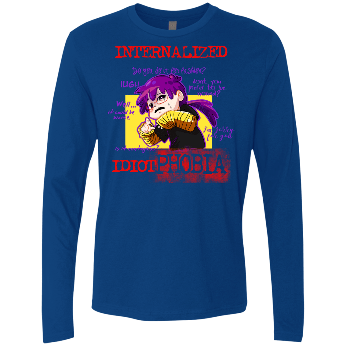 T-Shirts Royal / Small Idiot phobia Men's Premium Long Sleeve