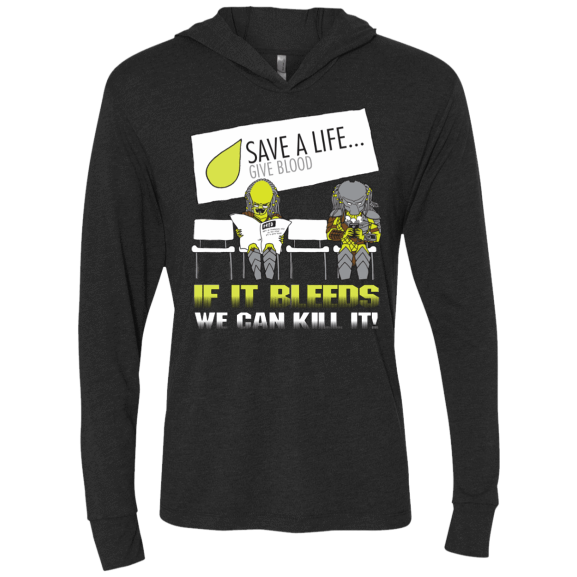 T-Shirts Vintage Black / X-Small If It Bleeds We Can Kill It Triblend Long Sleeve Hoodie Tee