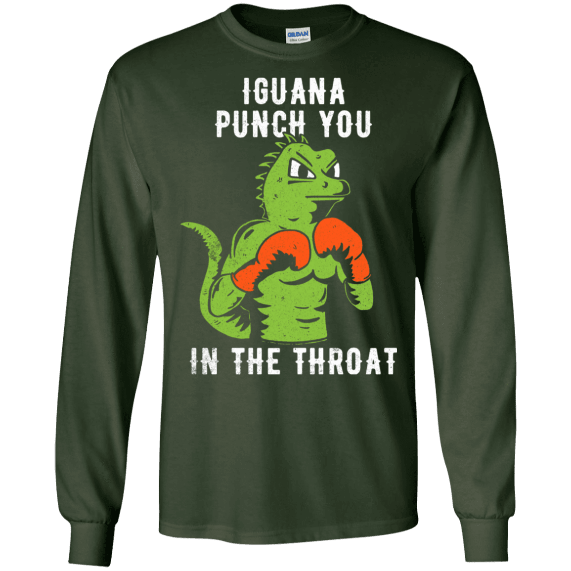 T-Shirts Forest Green / S Iguana Punch You Men's Long Sleeve T-Shirt
