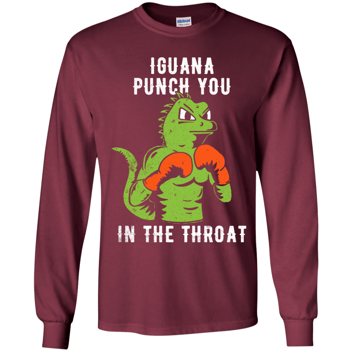 T-Shirts Maroon / YS Iguana Punch You Youth Long Sleeve T-Shirt