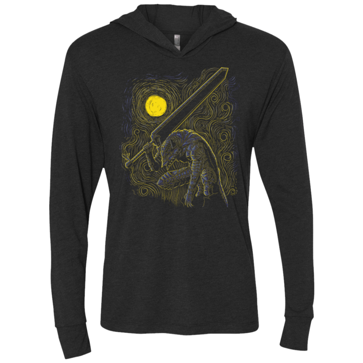 T-Shirts Vintage Black / X-Small Impressionist Swordman Triblend Long Sleeve Hoodie Tee