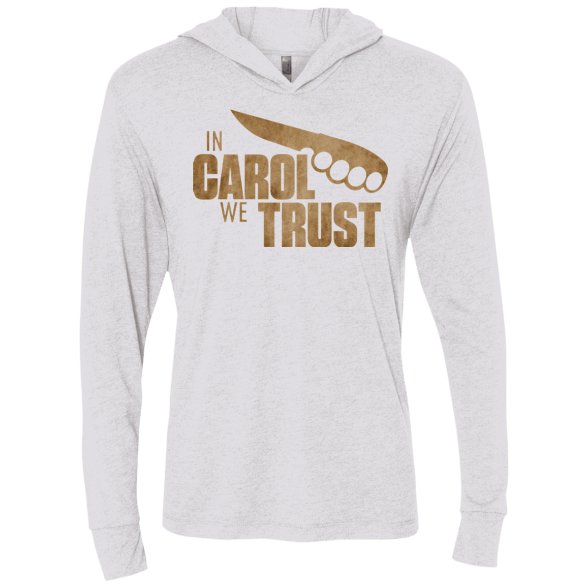 T-Shirts Heather White / X-Small In Carol We Trust Triblend Long Sleeve Hoodie Tee