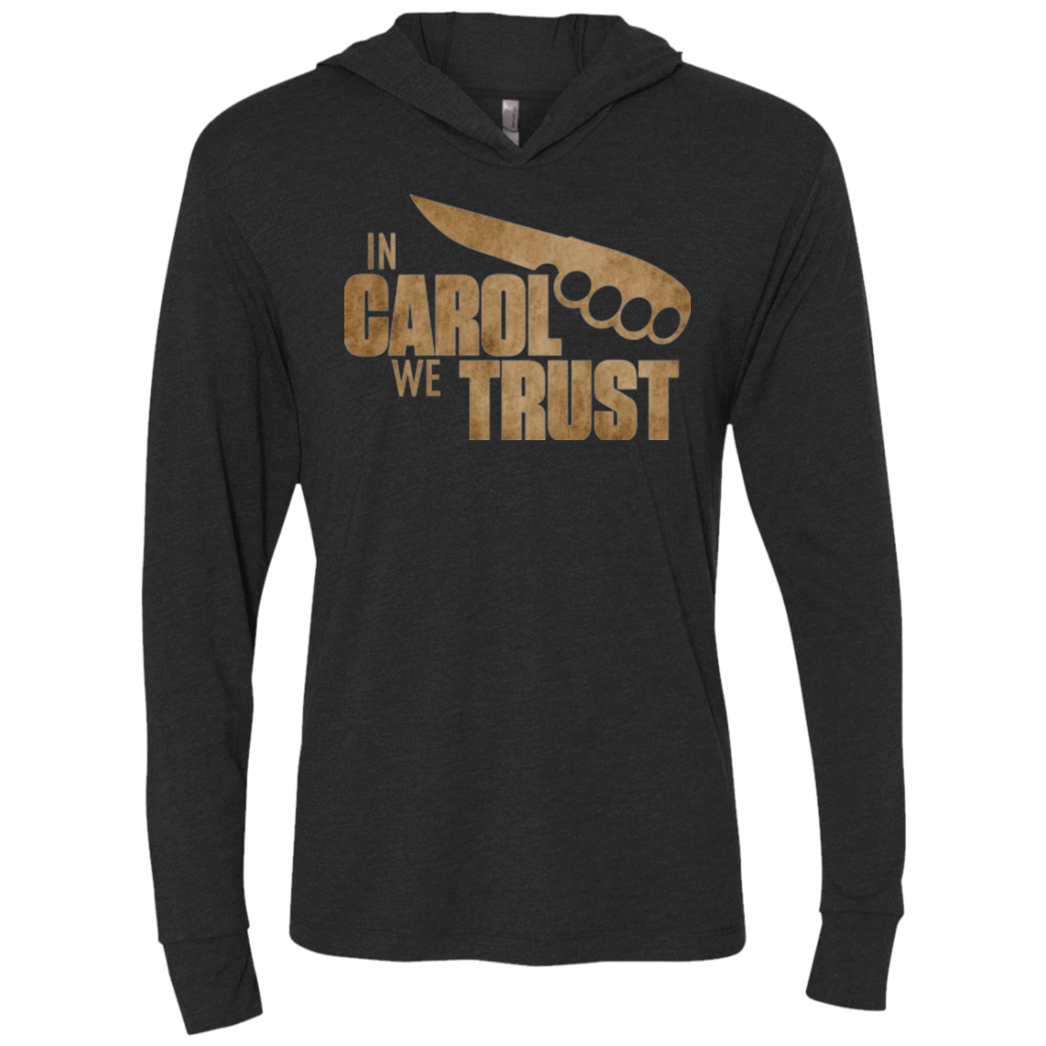 T-Shirts Vintage Black / X-Small In Carol We Trust Triblend Long Sleeve Hoodie Tee