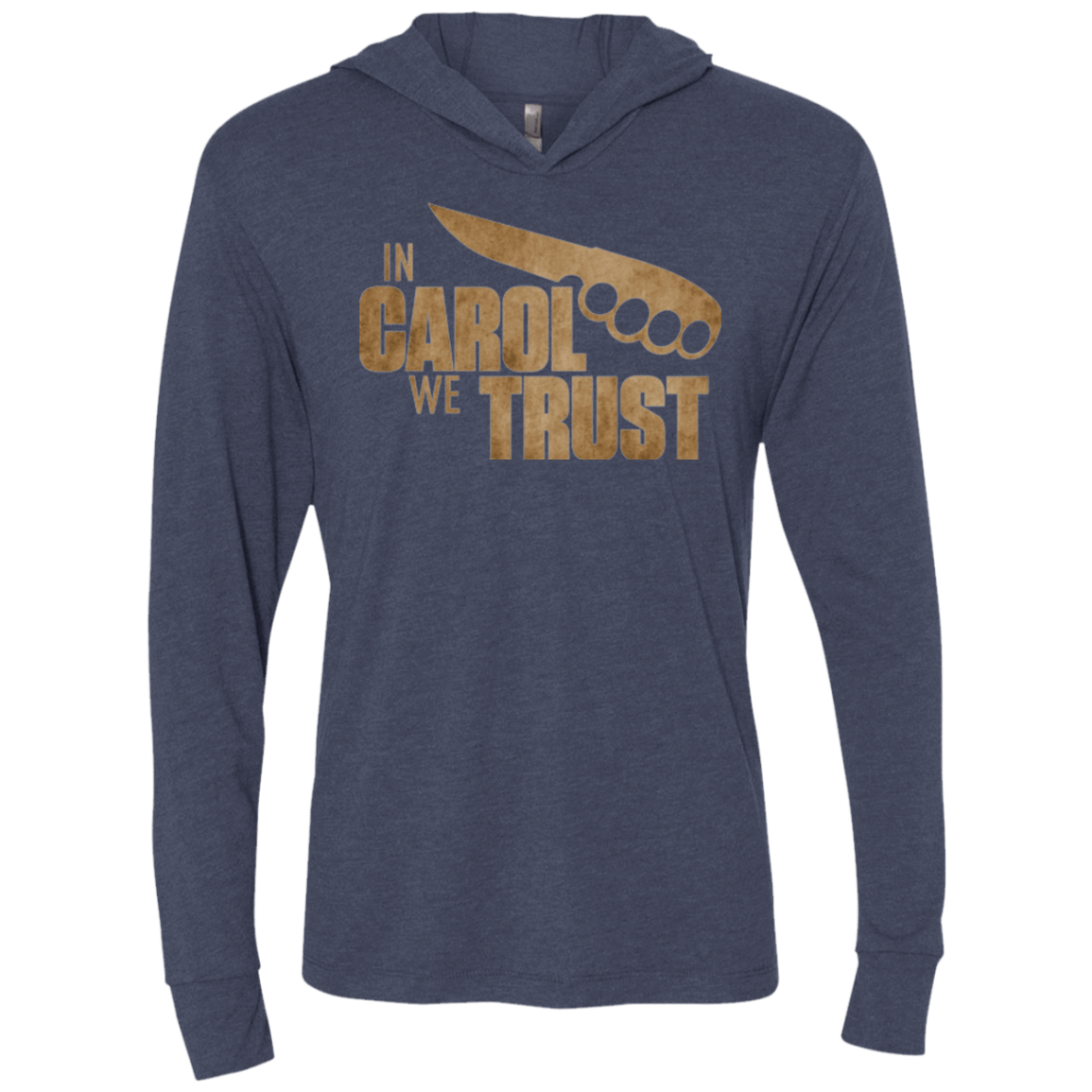 T-Shirts Vintage Navy / X-Small In Carol We Trust Triblend Long Sleeve Hoodie Tee