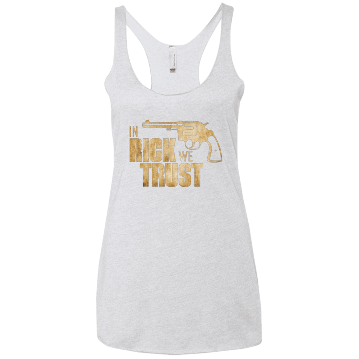 T-Shirts Heather White / X-Small In Rick We Trust Women's Triblend Racerback Tank