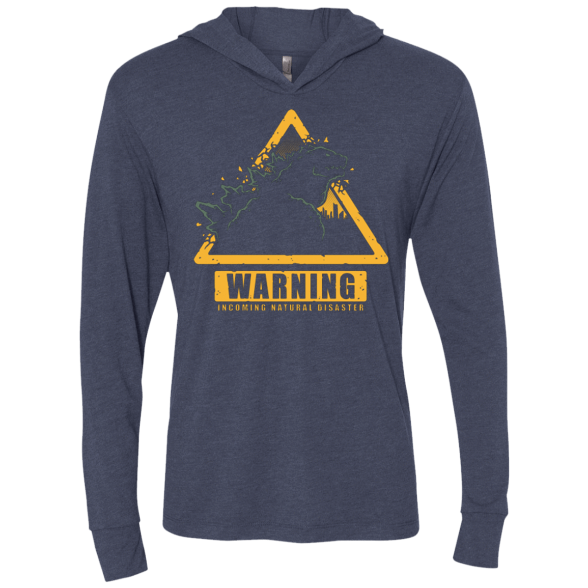 T-Shirts Vintage Navy / X-Small Incoming Natural Disaster Triblend Long Sleeve Hoodie Tee