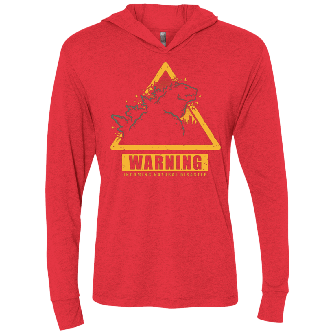 T-Shirts Vintage Red / X-Small Incoming Natural Disaster Triblend Long Sleeve Hoodie Tee