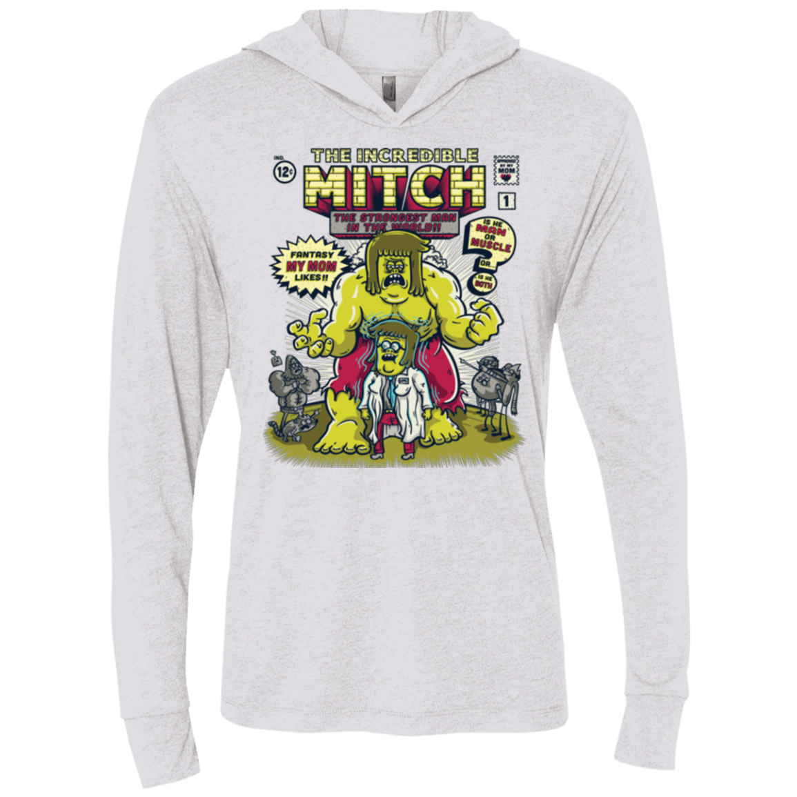 T-Shirts Heather White / X-Small Incredible Mitch Triblend Long Sleeve Hoodie Tee
