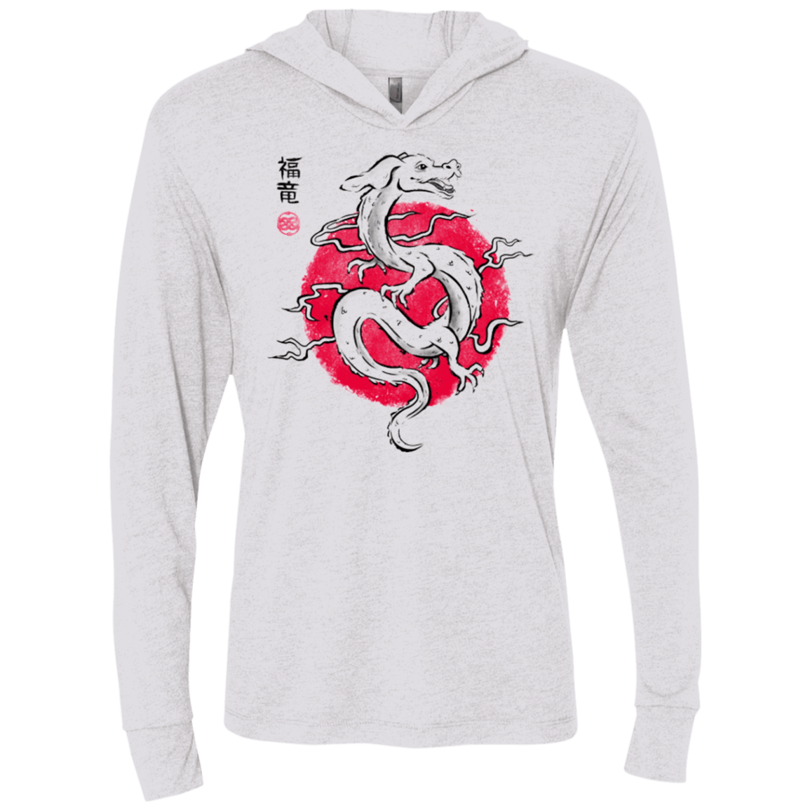 T-Shirts Heather White / X-Small Ink Fukuryu Triblend Long Sleeve Hoodie Tee