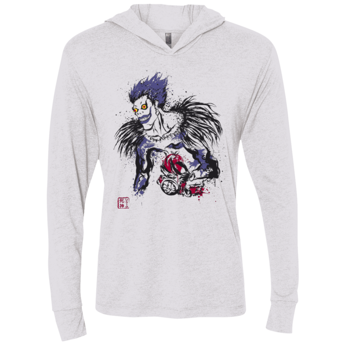 T-Shirts Heather White / X-Small Ink-Ryuk Triblend Long Sleeve Hoodie Tee