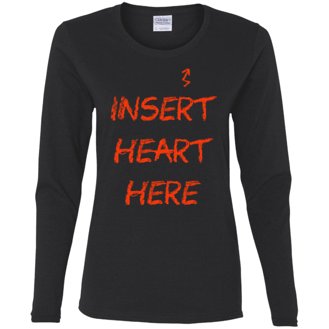 T-Shirts Black / S Insert Heart Here Women's Long Sleeve T-Shirt