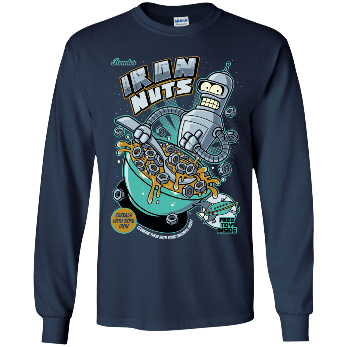 T-Shirts Navy / YS Iron Nuts Youth Long Sleeve T-Shirt