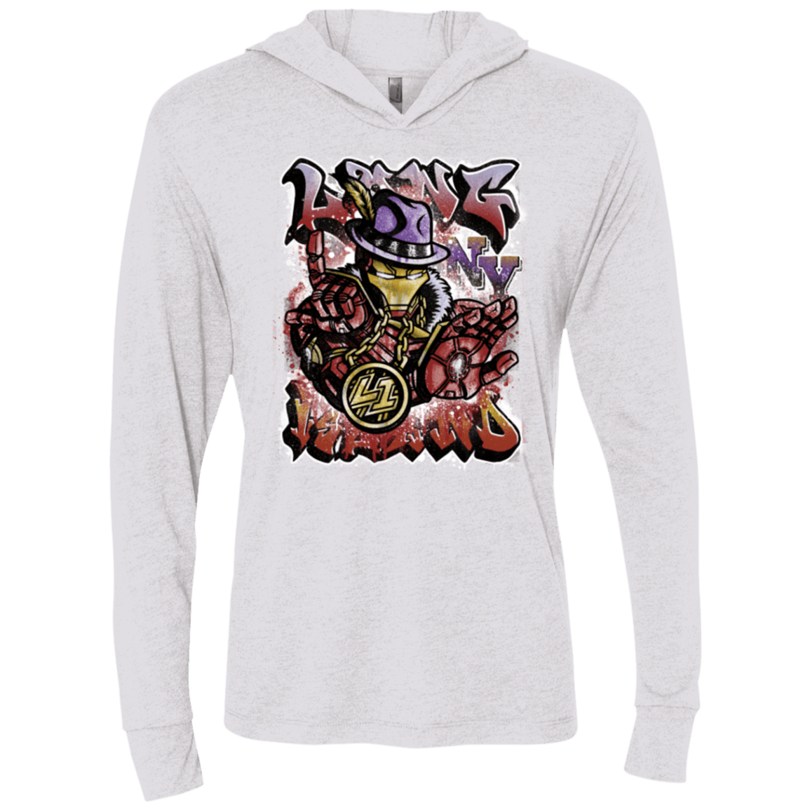 T-Shirts Heather White / X-Small Ironman Long Island Triblend Long Sleeve Hoodie Tee