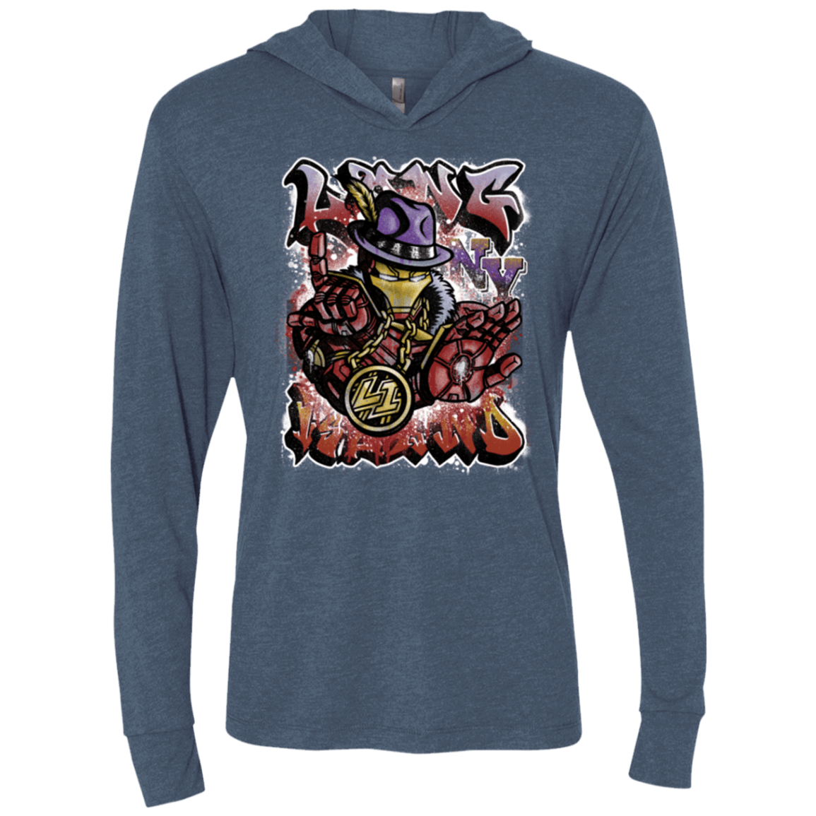 T-Shirts Indigo / X-Small Ironman Long Island Triblend Long Sleeve Hoodie Tee