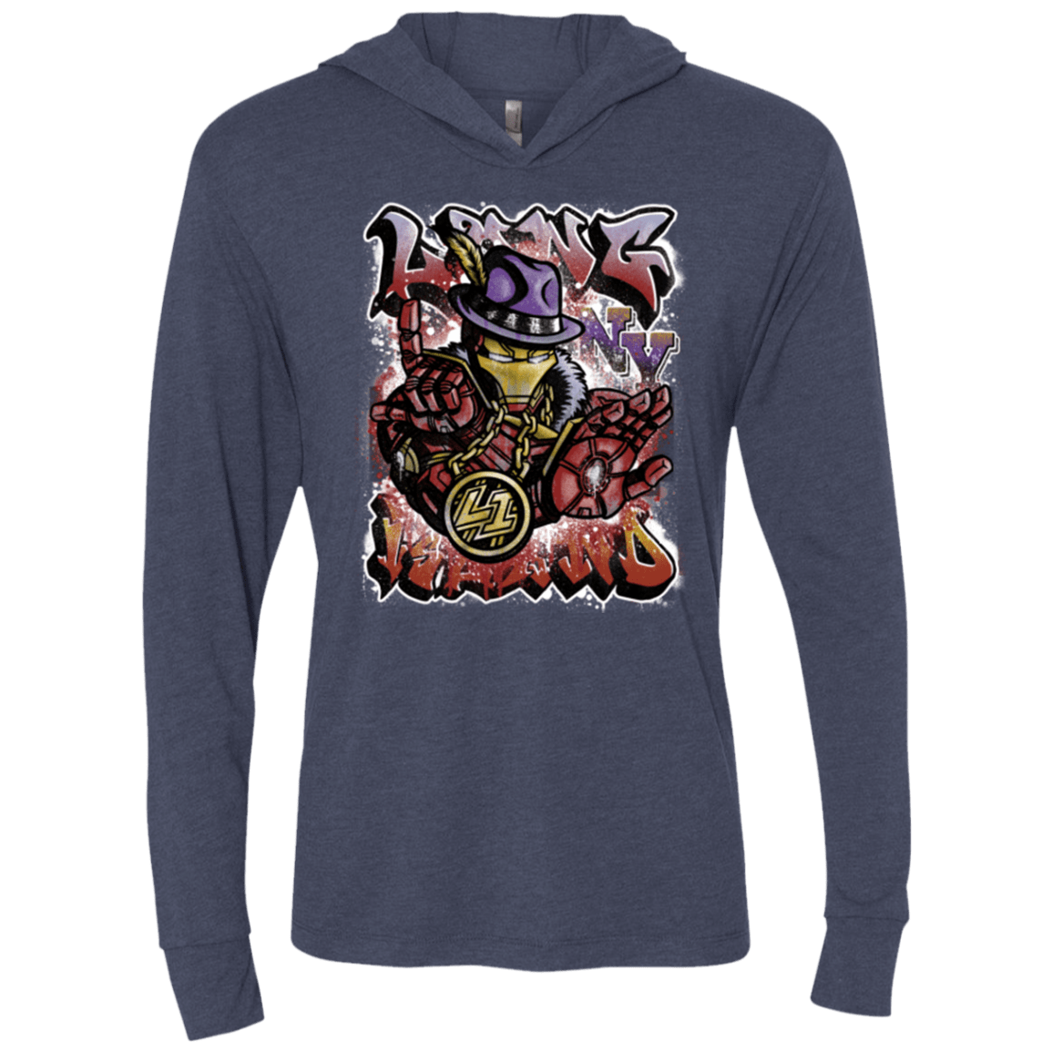 T-Shirts Vintage Navy / X-Small Ironman Long Island Triblend Long Sleeve Hoodie Tee