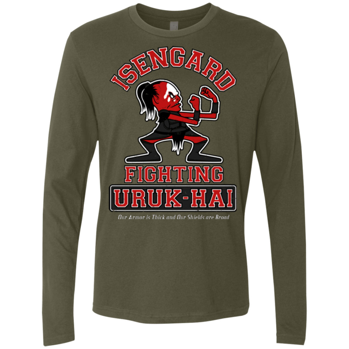 T-Shirts Military Green / Small ISENGARD FIGHTING URUKHAI Men's Premium Long Sleeve