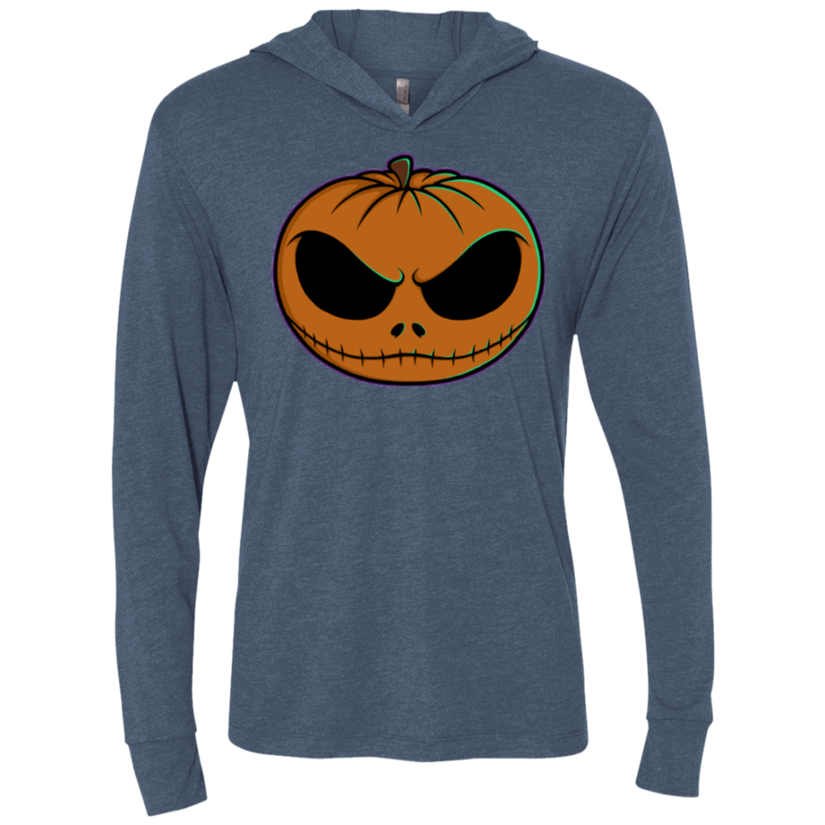 T-Shirts Indigo / X-Small Jack O Lantern Triblend Long Sleeve Hoodie Tee
