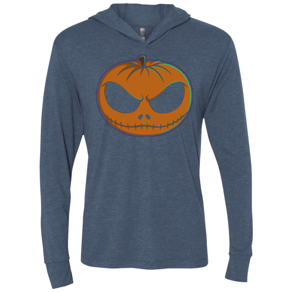 T-Shirts Indigo / X-Small Jack O'Lantern Triblend Long Sleeve Hoodie Tee
