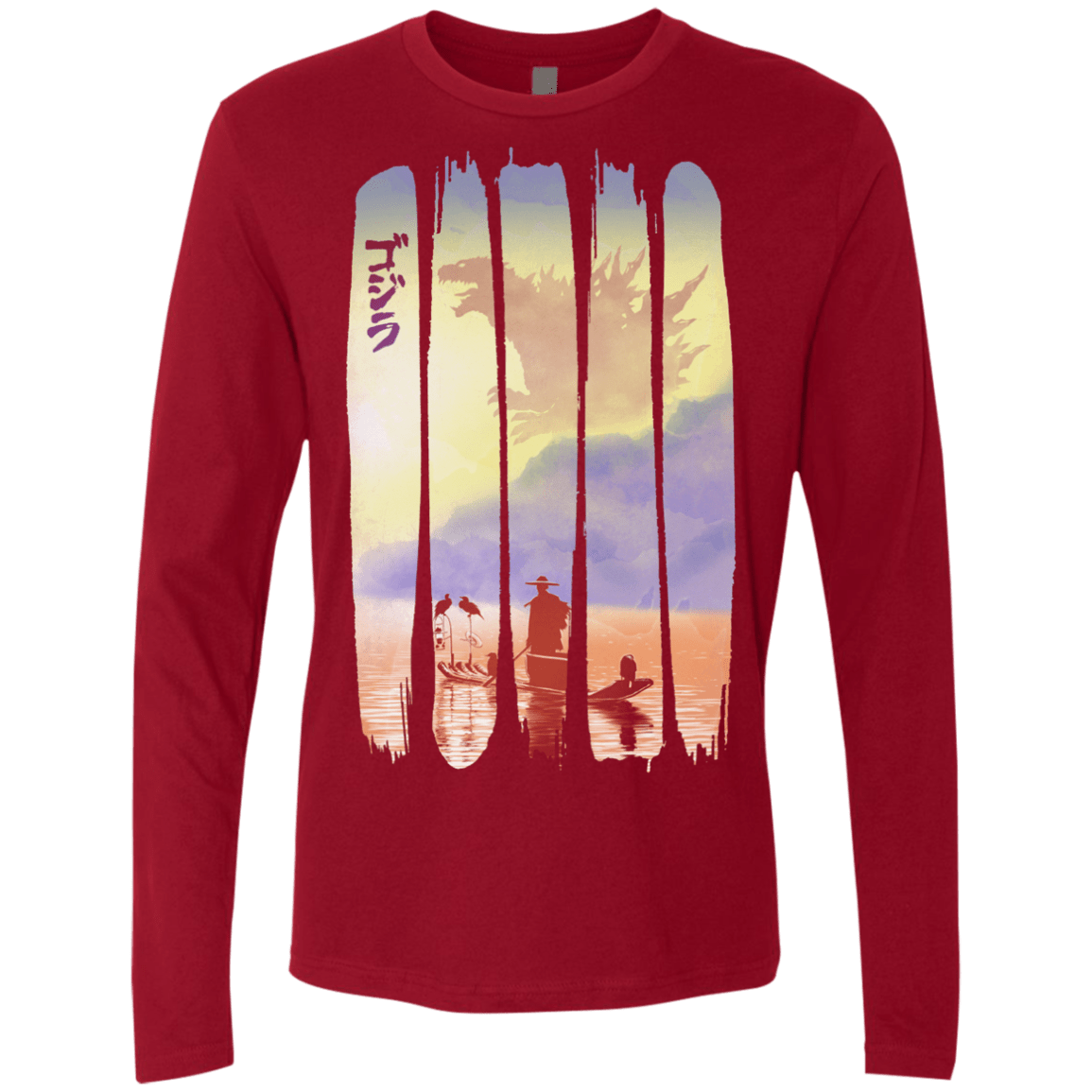 T-Shirts Cardinal / S Japanese Kaiju Men's Premium Long Sleeve