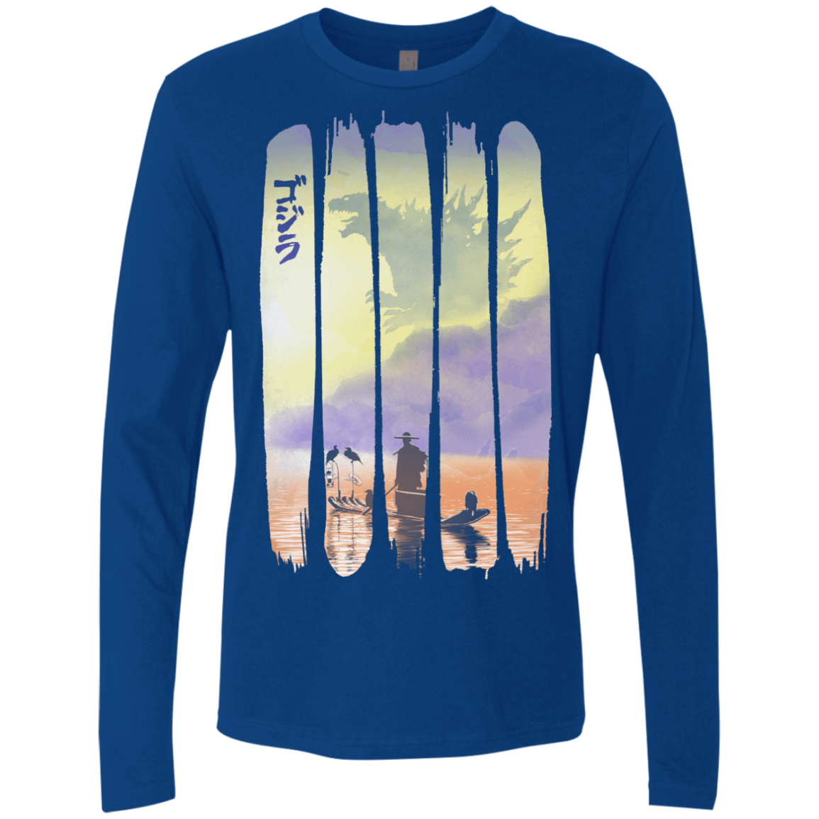 T-Shirts Royal / S Japanese Kaiju Men's Premium Long Sleeve
