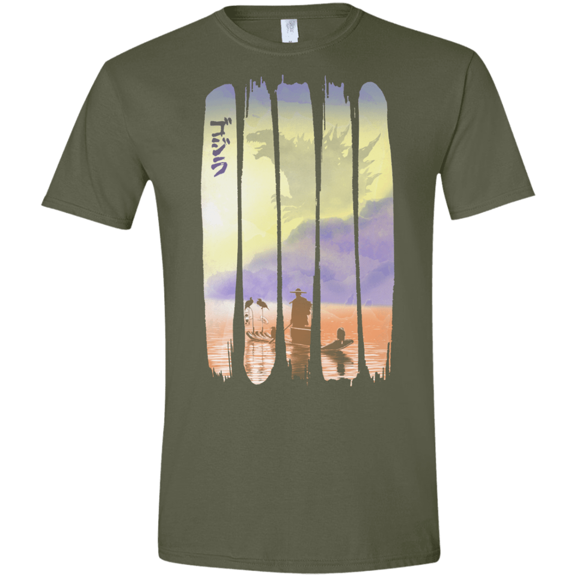 T-Shirts Military Green / S Japanese Kaiju Men's Semi-Fitted Softstyle