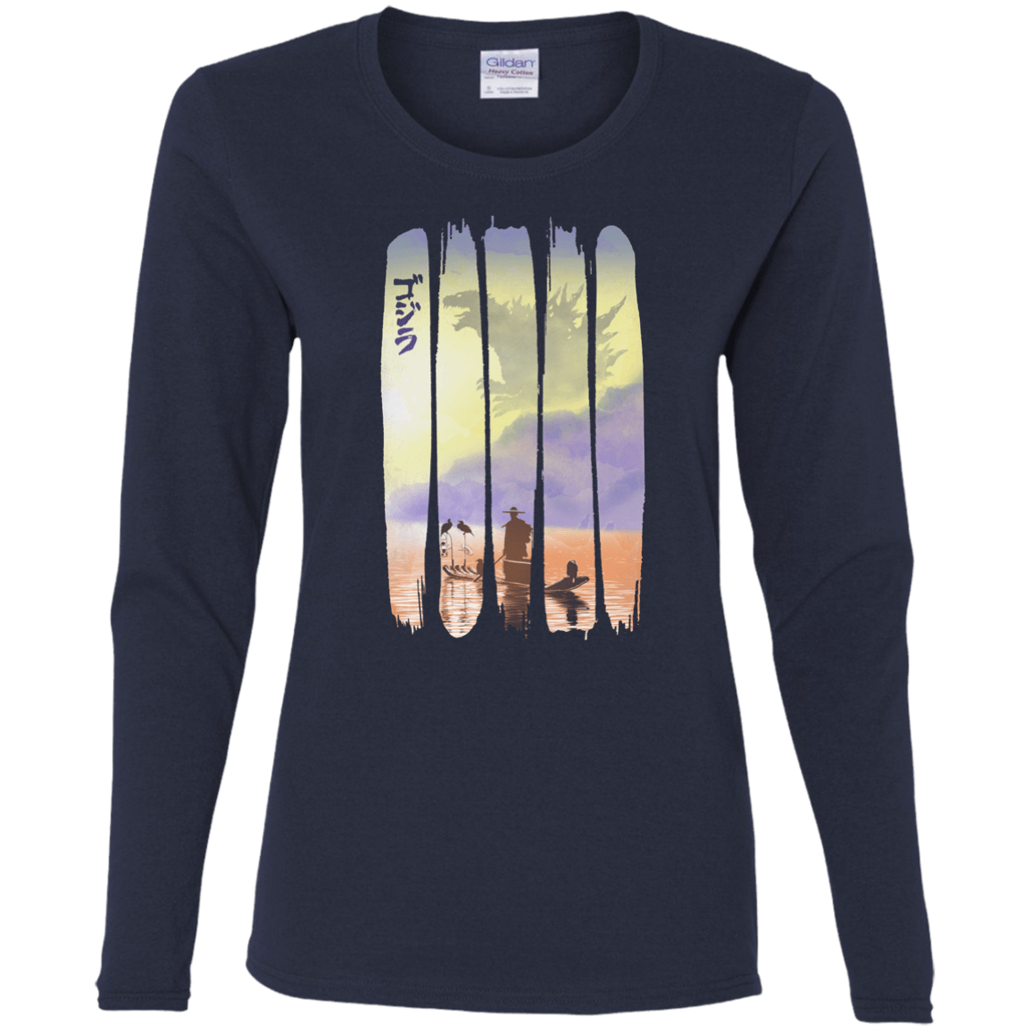 T-Shirts Navy / S Japanese Kaiju Women's Long Sleeve T-Shirt