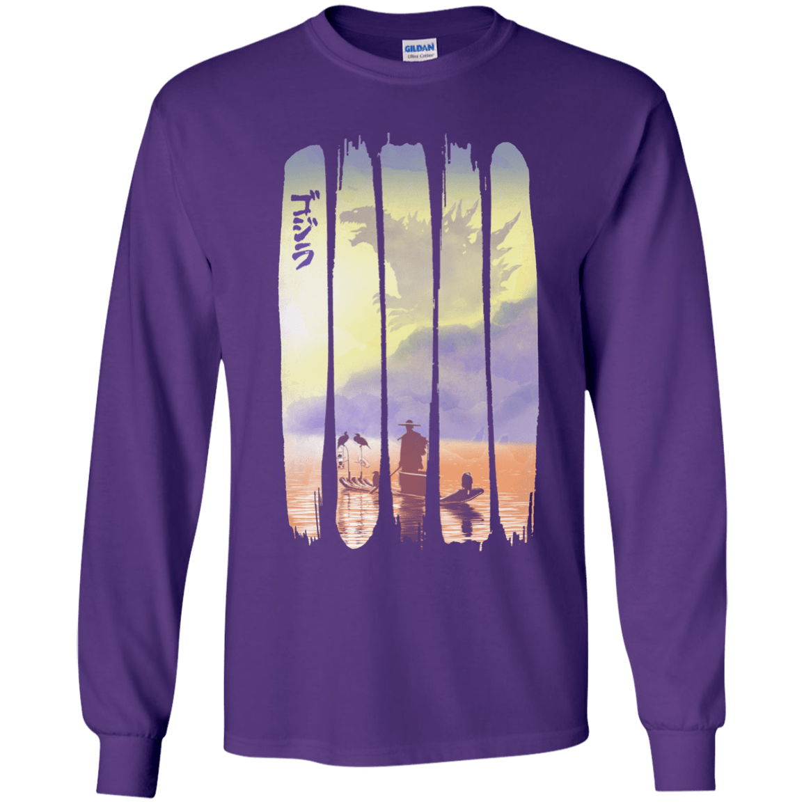 T-Shirts Purple / YS Japanese Kaiju Youth Long Sleeve T-Shirt