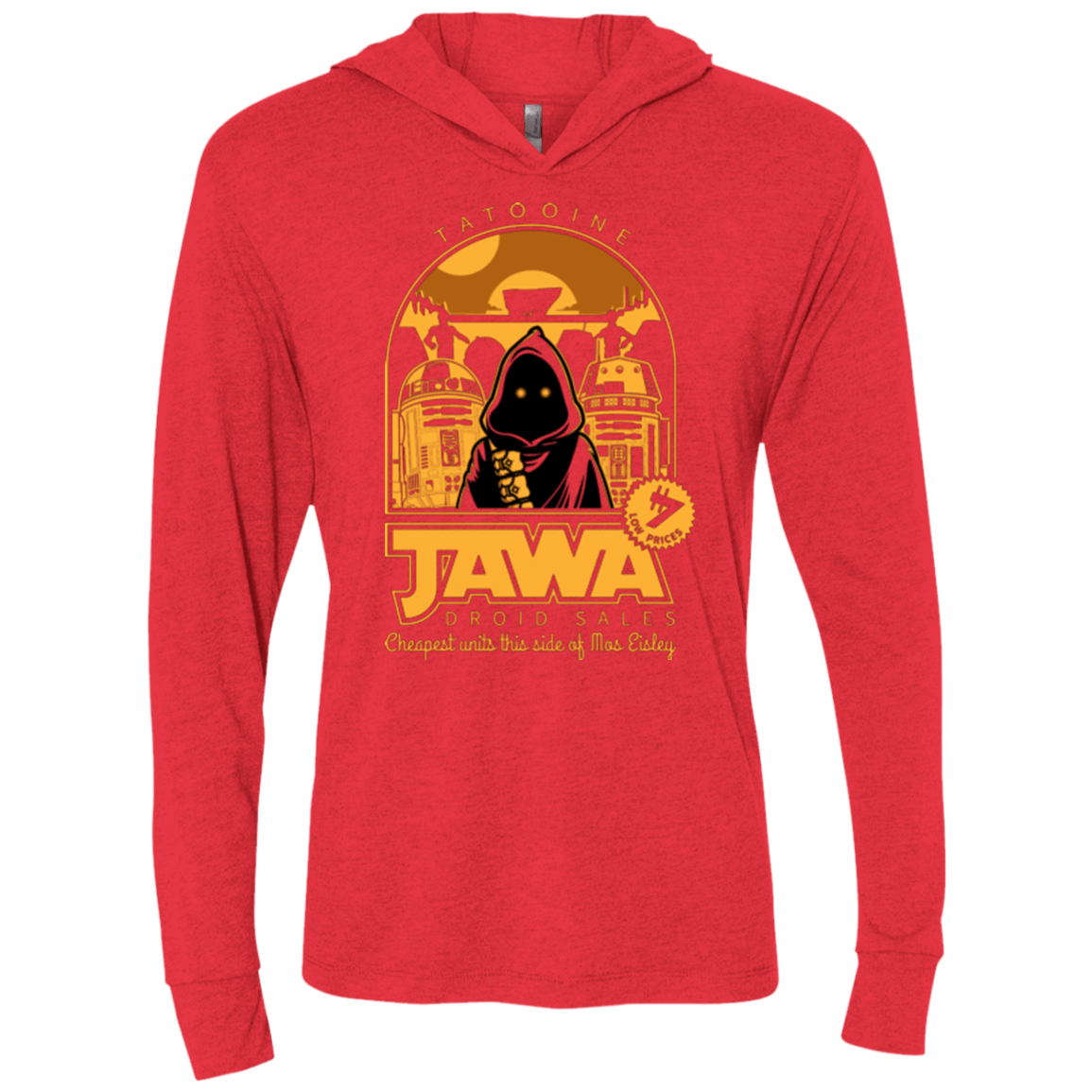 T-Shirts Vintage Red / X-Small Jawa Droid Sales Triblend Long Sleeve Hoodie Tee