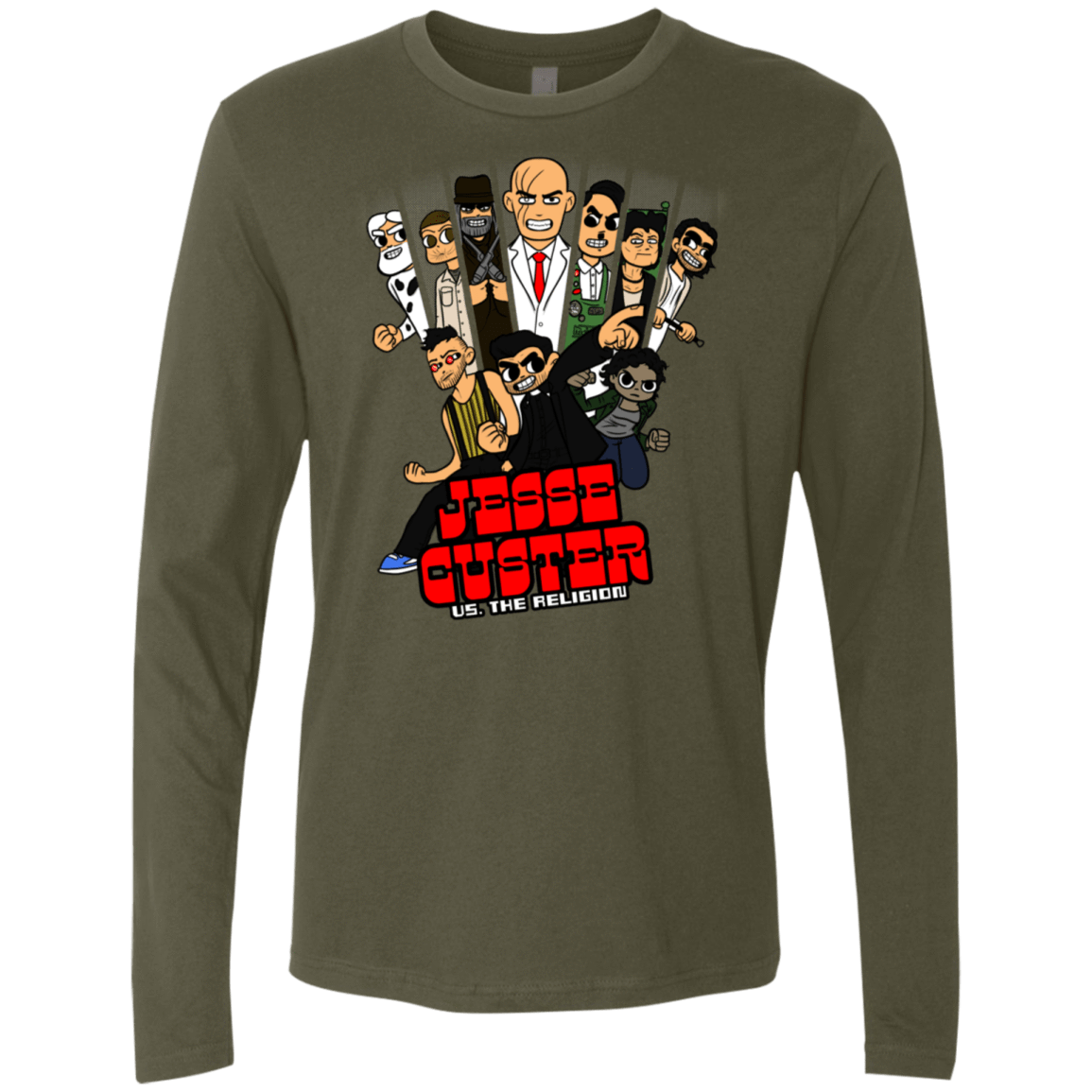 T-Shirts Military Green / S Jesse Custer vs The Religion Men's Premium Long Sleeve