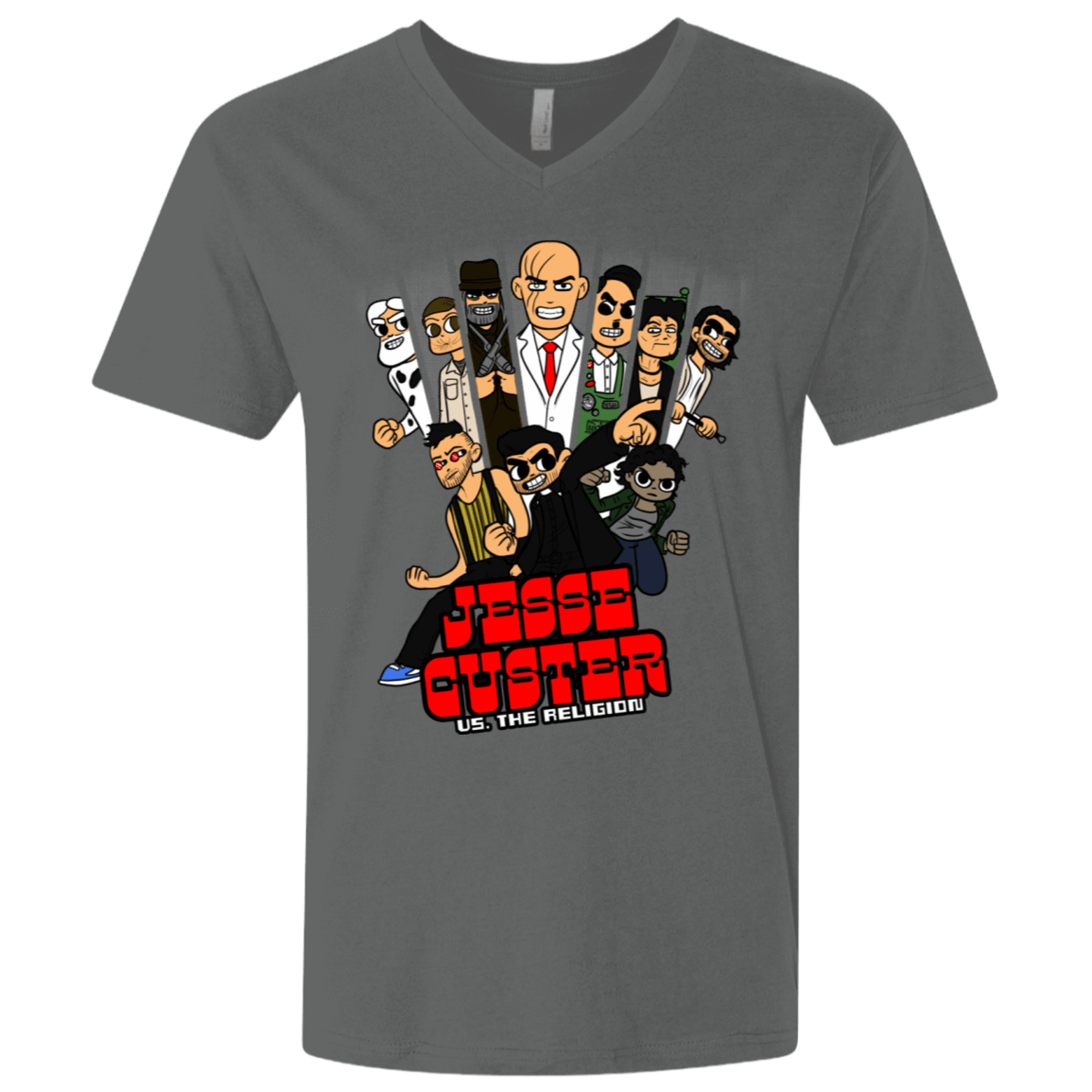 T-Shirts Heavy Metal / X-Small Jesse Custer vs The Religion Men's Premium V-Neck
