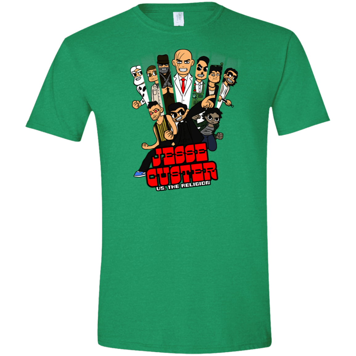 T-Shirts Heather Irish Green / S Jesse Custer vs The Religion Men's Semi-Fitted Softstyle