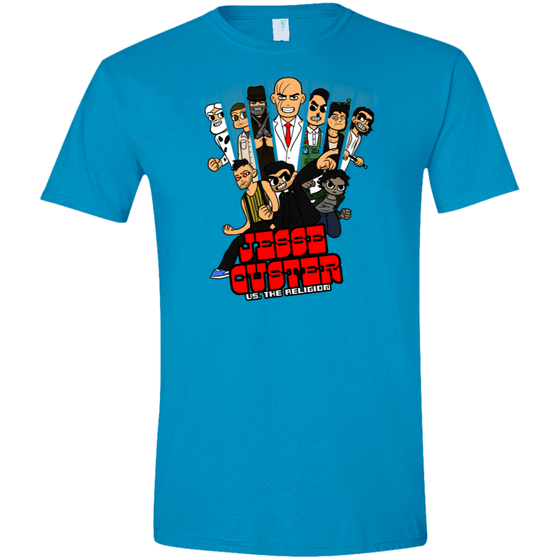 T-Shirts Sapphire / S Jesse Custer vs The Religion Men's Semi-Fitted Softstyle