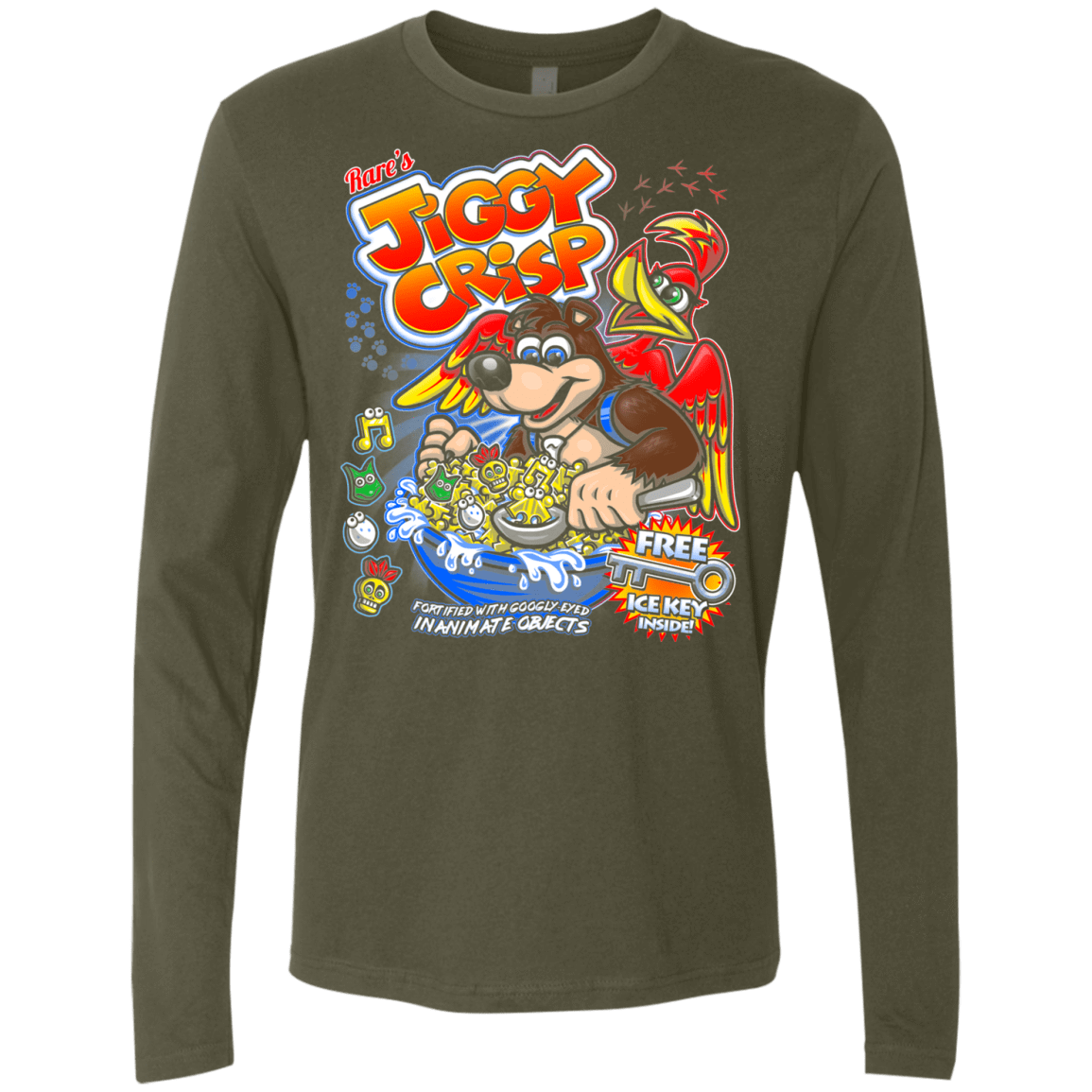 T-Shirts Military Green / S Jiggy Crisp Cereal Men's Premium Long Sleeve