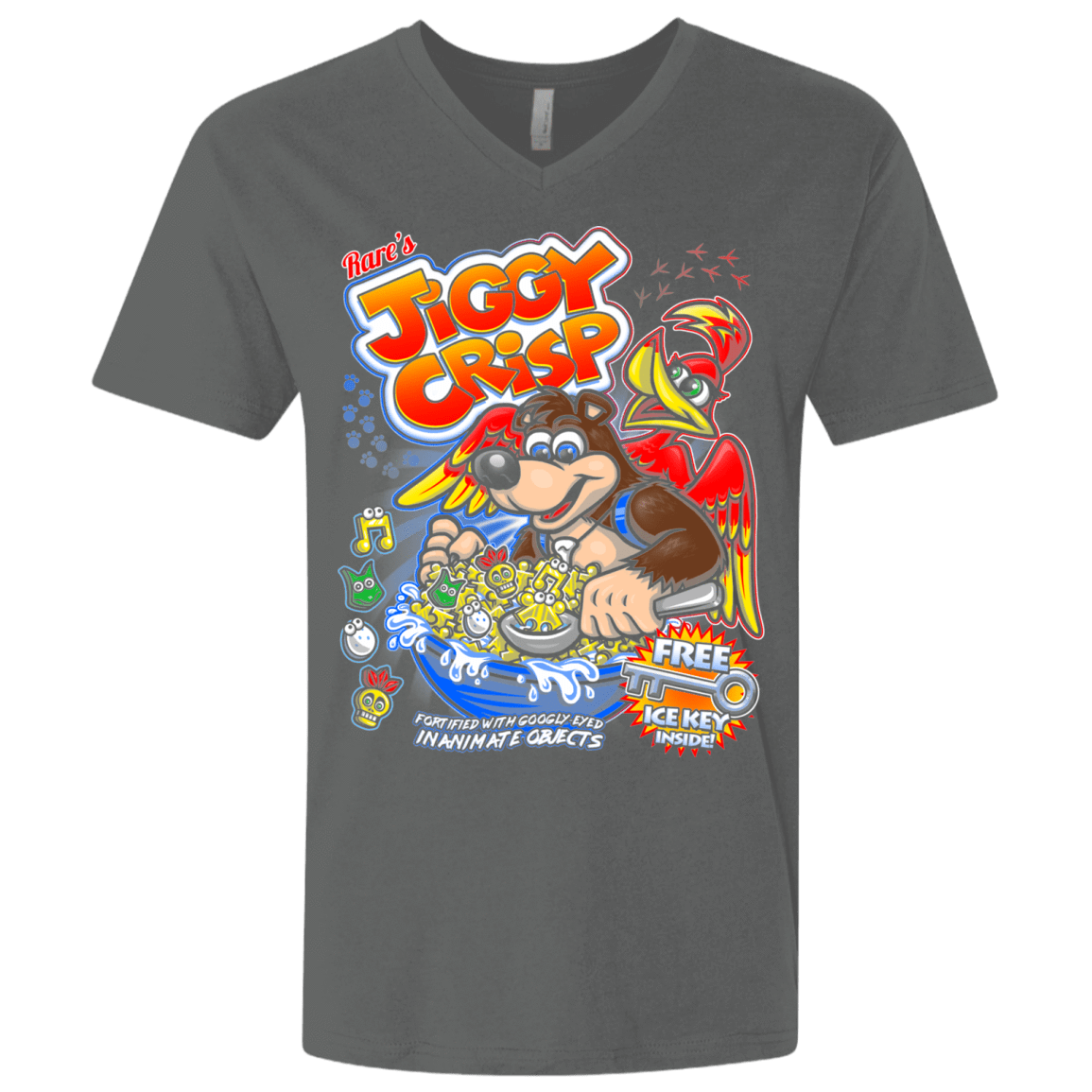T-Shirts Heavy Metal / X-Small Jiggy Crisp Cereal Men's Premium V-Neck