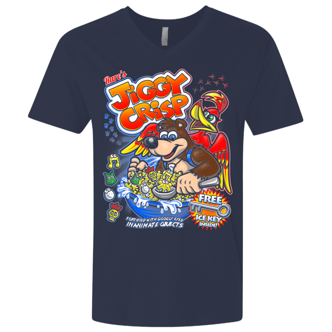 T-Shirts Midnight Navy / X-Small Jiggy Crisp Cereal Men's Premium V-Neck