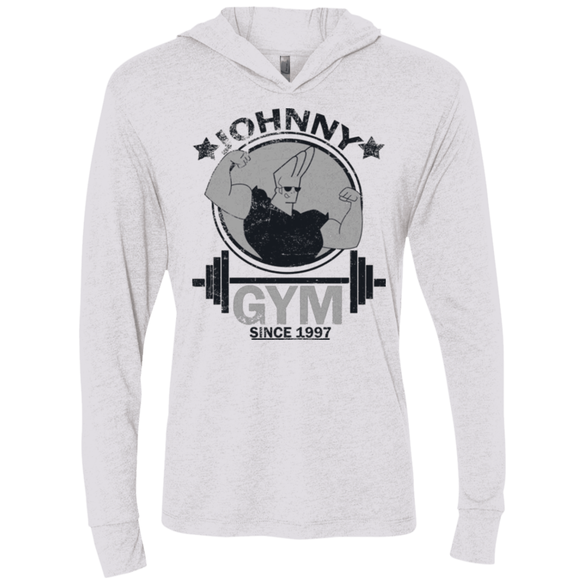 T-Shirts Heather White / X-Small Johnny Gym Triblend Long Sleeve Hoodie Tee
