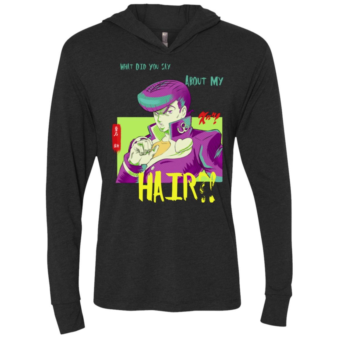 T-Shirts Vintage Black / X-Small Jojo Josuke Bizarre Adventure Triblend Long Sleeve Hoodie Tee