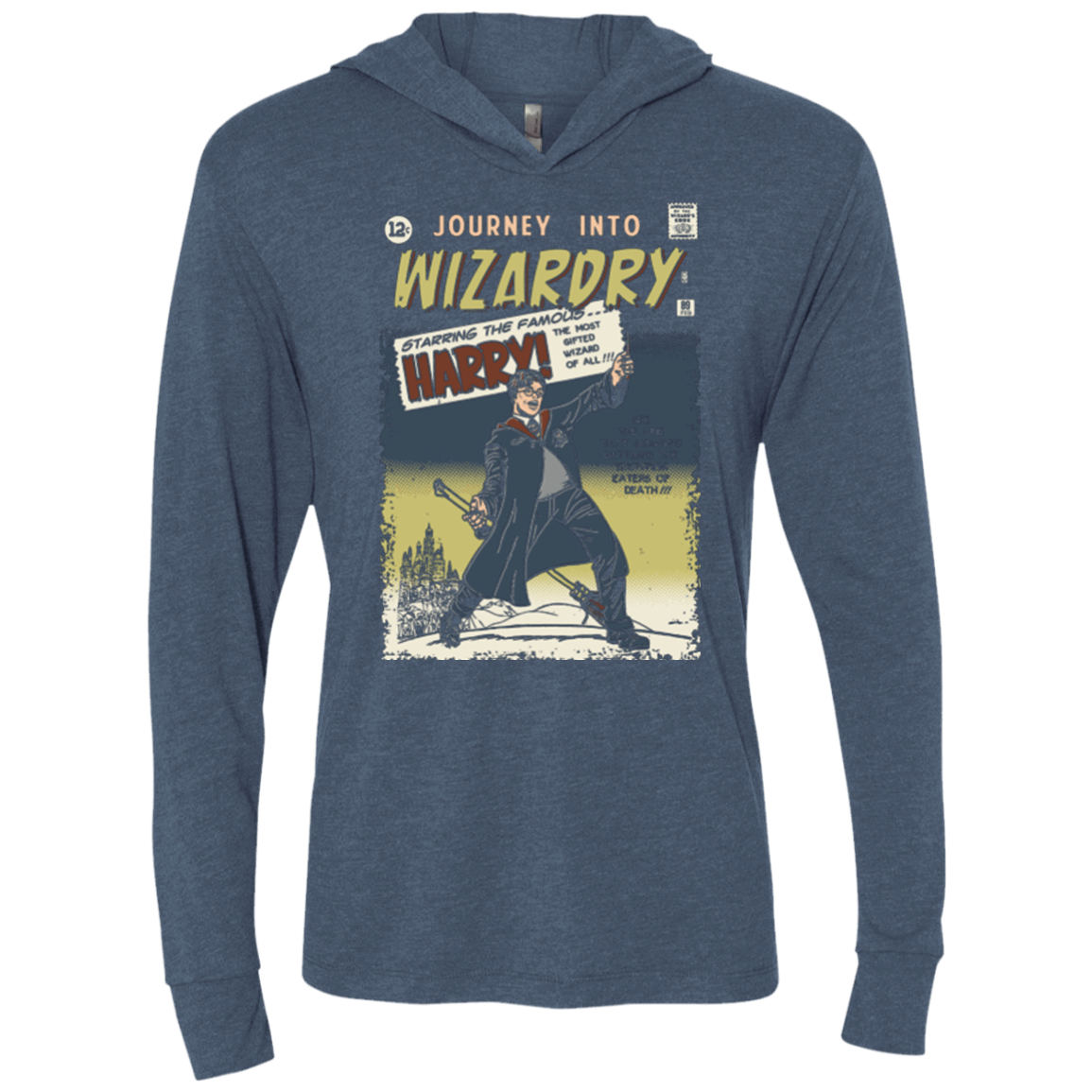T-Shirts Indigo / X-Small Journey into Wizardry Triblend Long Sleeve Hoodie Tee