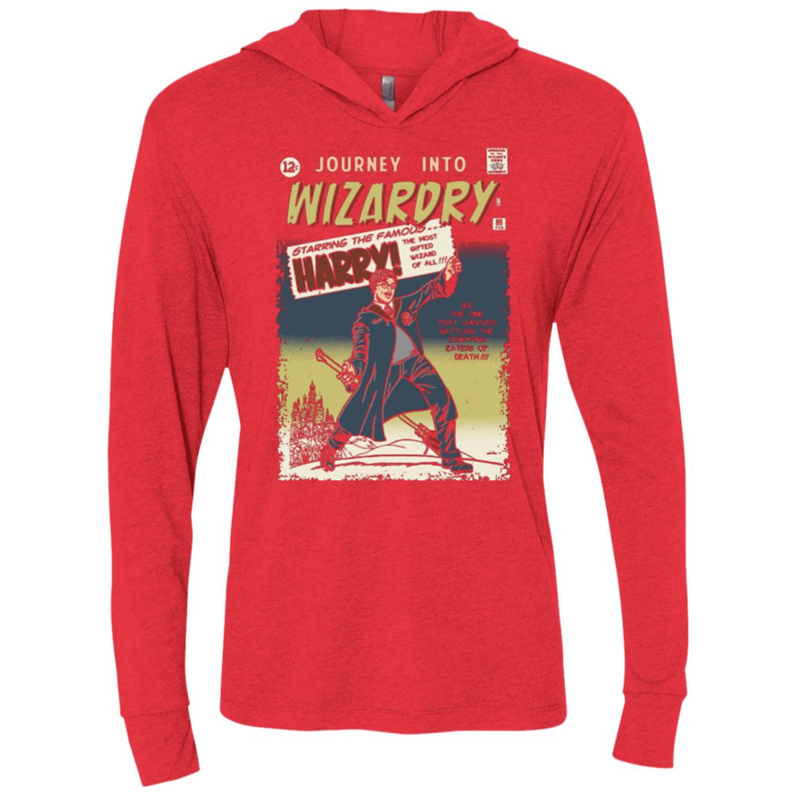 T-Shirts Vintage Red / X-Small Journey into Wizardry Triblend Long Sleeve Hoodie Tee