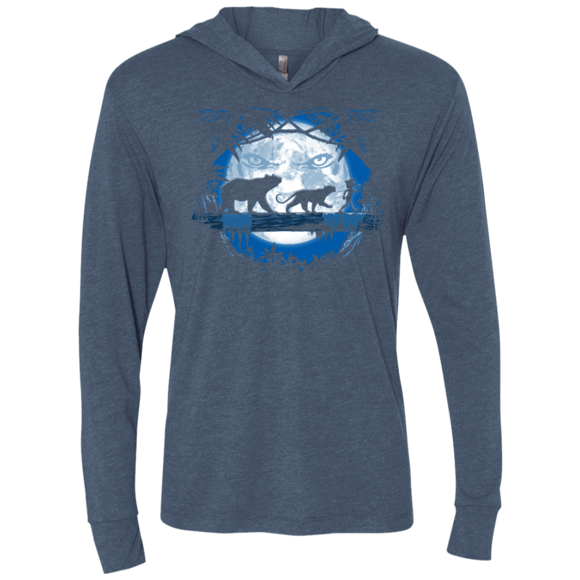 T-Shirts Indigo / X-Small Jungle Pals Triblend Long Sleeve Hoodie Tee