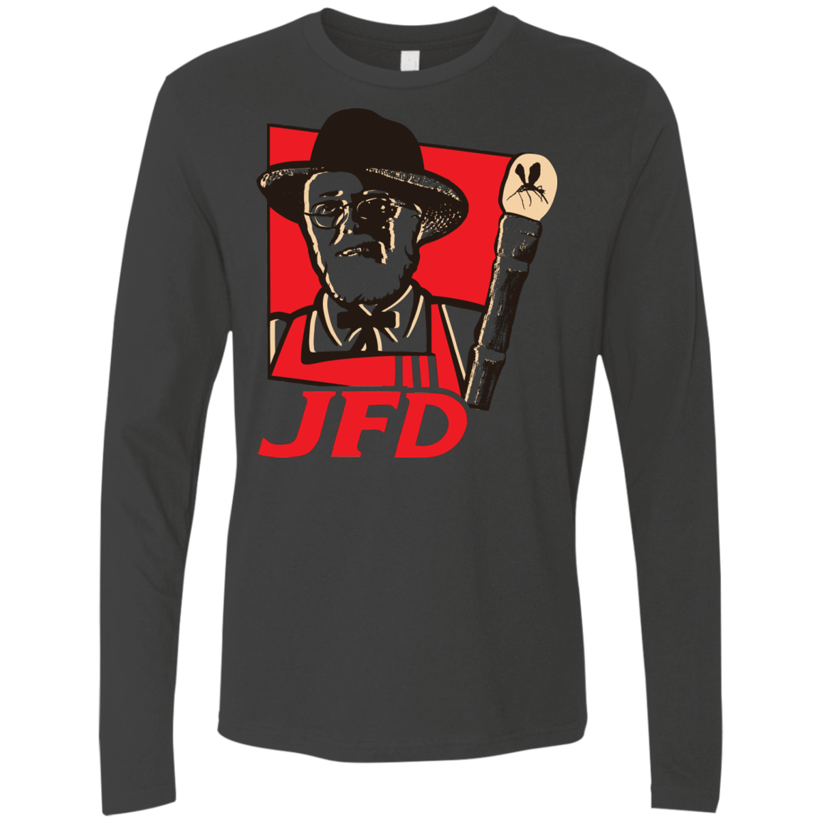 T-Shirts Heavy Metal / S Jurassic Fried Dinosaur Men's Premium Long Sleeve