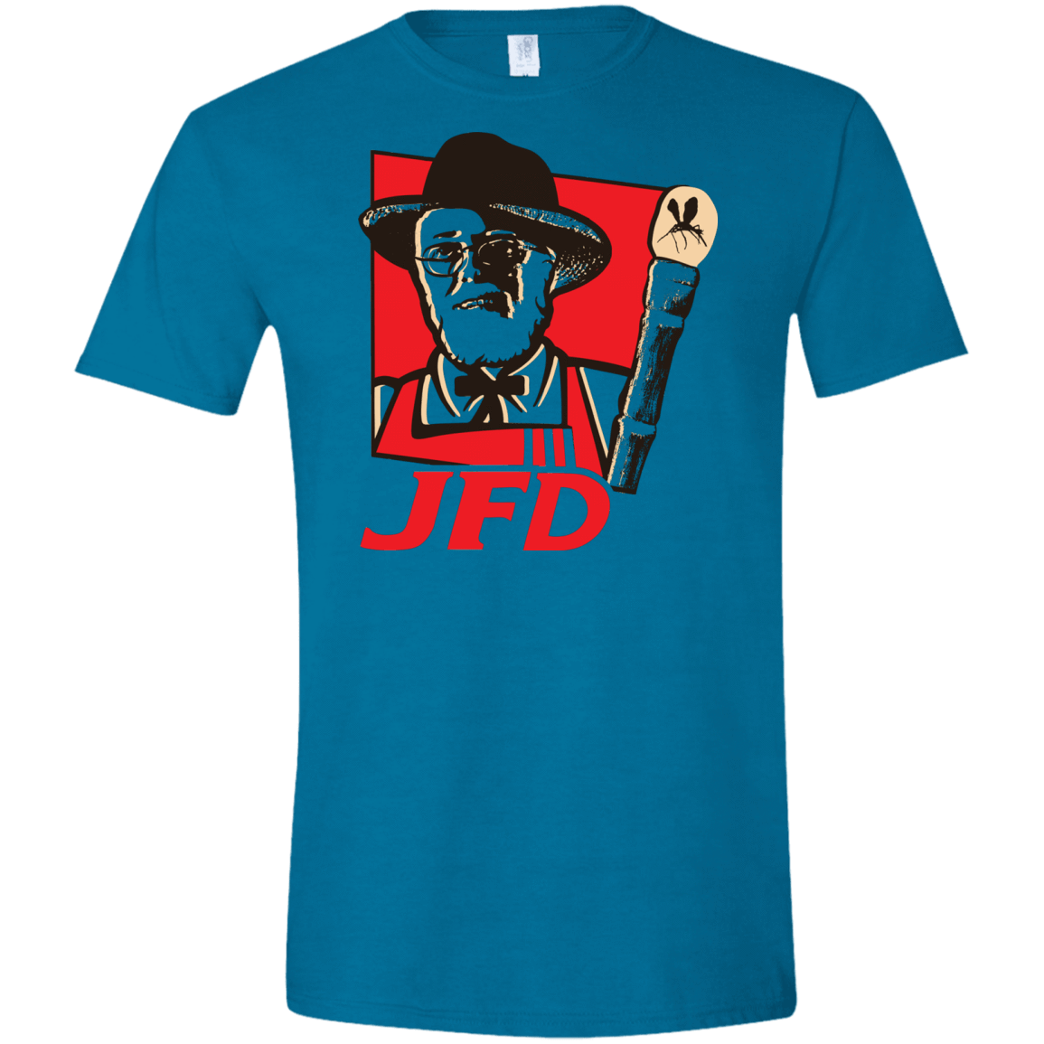 T-Shirts Antique Sapphire / S Jurassic Fried Dinosaur Men's Semi-Fitted Softstyle