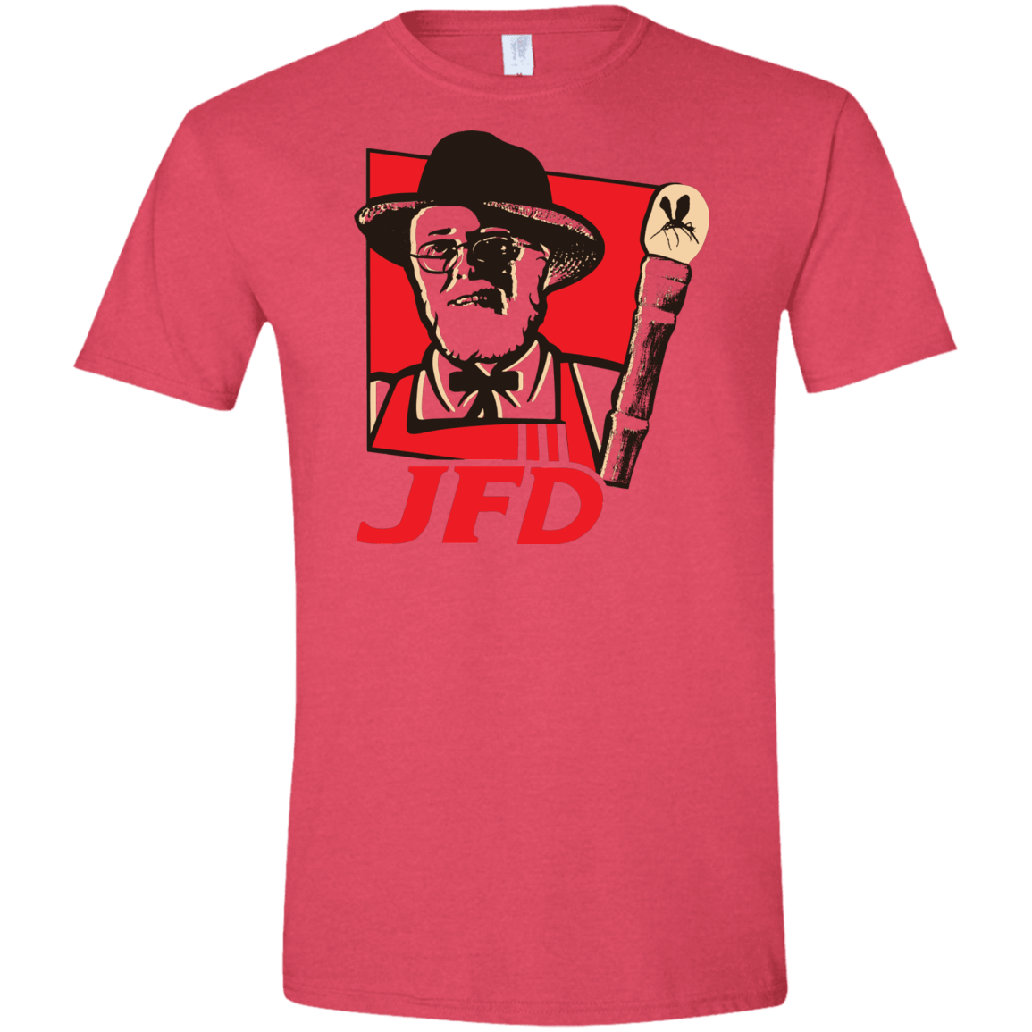 T-Shirts Heather Red / S Jurassic Fried Dinosaur Men's Semi-Fitted Softstyle